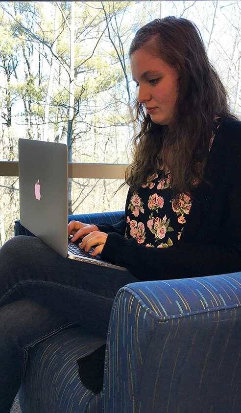 Student working at computer